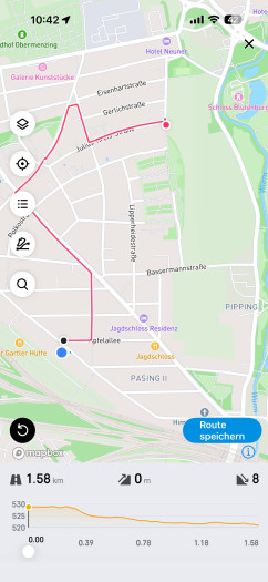 Amazfit Zepp: Mit wenigen Touch-Befehlen steht die Route. (Bild: Amazfit / Screenshot: Golem)